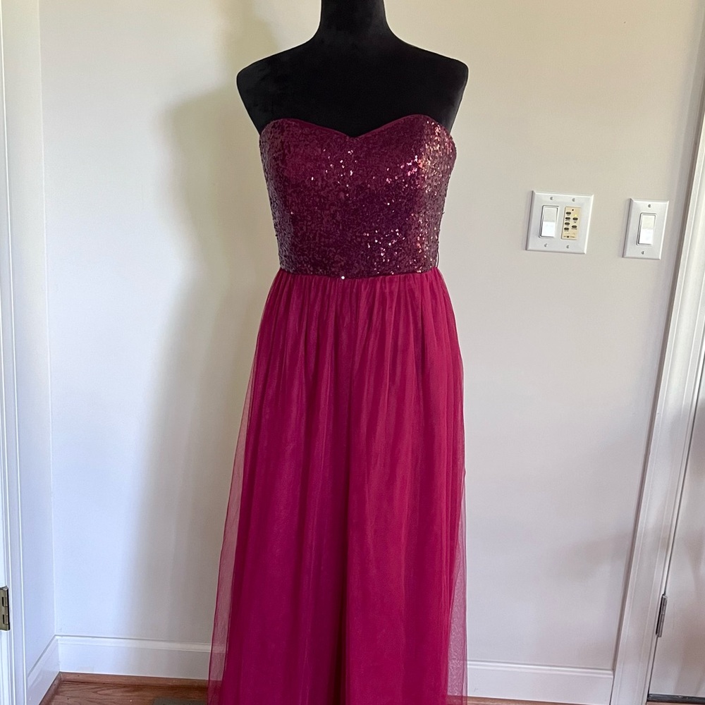 Christina Wu Women’s Holiday Formal Red Sequined Dress Gown